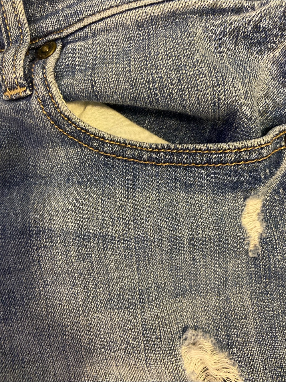 LOFT Distressed Denim Bermuda Shorts - Blue - Picture 4 of 6
